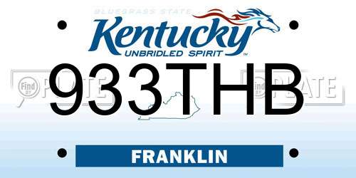 933THB Kentucky License Plate