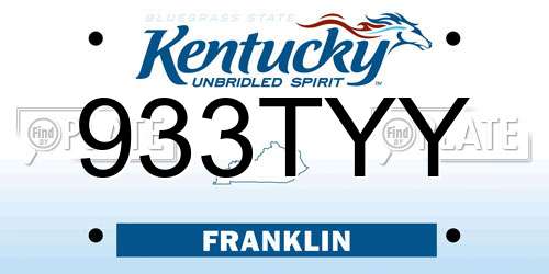 933TYY Kentucky License Plate
