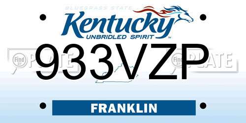 933VZP Kentucky License Plate