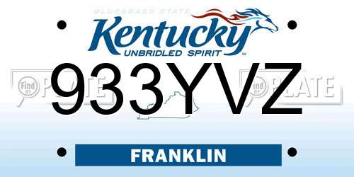 933YVZ Kentucky License Plate
