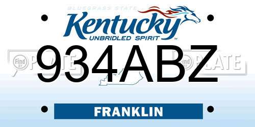 934ABZ Kentucky License Plate