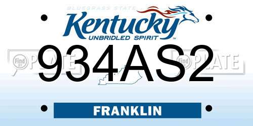934AS2 Kentucky License Plate