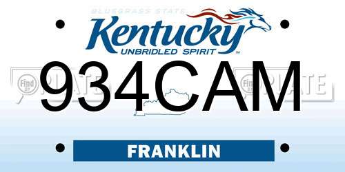 934CAM Kentucky License Plate