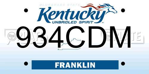 934CDM Kentucky License Plate