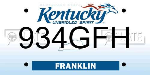 934GFH Kentucky License Plate