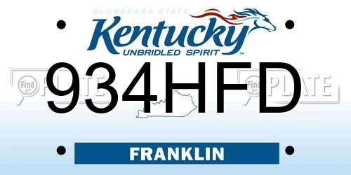 934HFD Kentucky License Plate