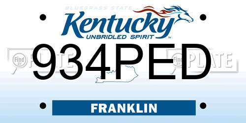 934PED Kentucky License Plate