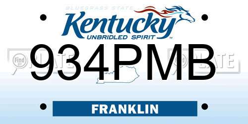 934PMB Kentucky License Plate
