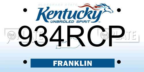 934RCP Kentucky License Plate
