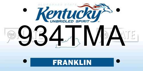 934TMA Kentucky License Plate