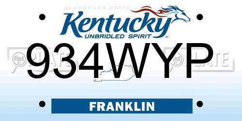 934WYP Kentucky License Plate