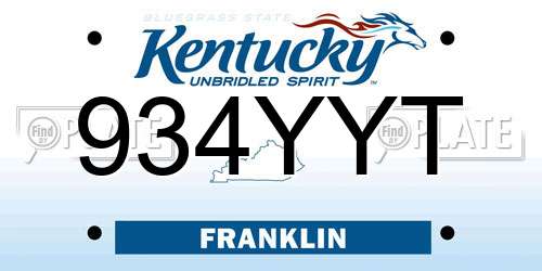 934YYT Kentucky License Plate