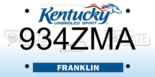 934ZMA Kentucky License Plate