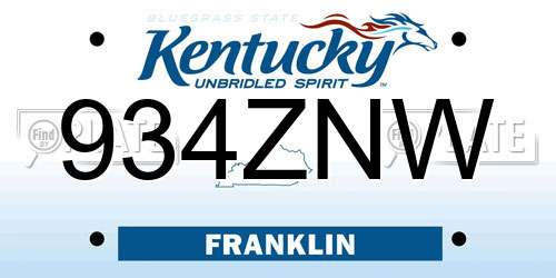 934ZNW Kentucky License Plate