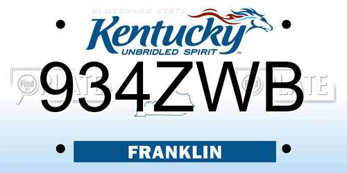 934ZWB Kentucky License Plate