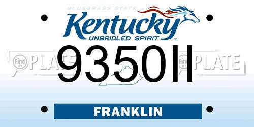 9350II Kentucky License Plate