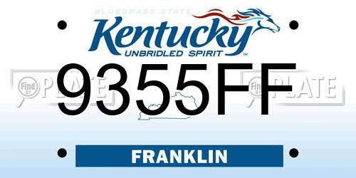 9355FF Kentucky License Plate