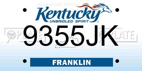 9355JK Kentucky License Plate