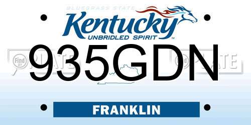 935GDN Kentucky License Plate