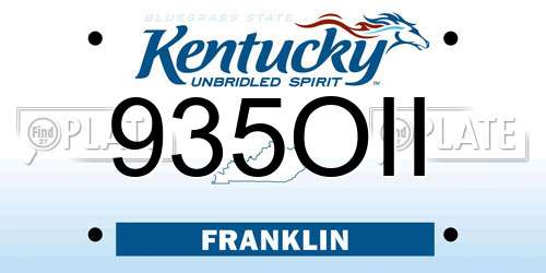 935OII Kentucky License Plate