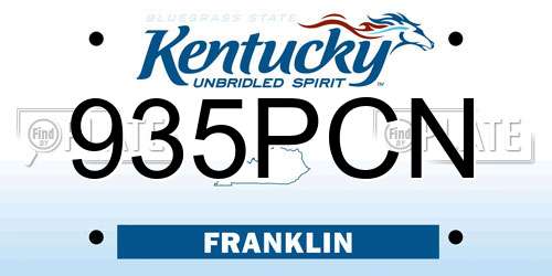 935PCN Kentucky License Plate