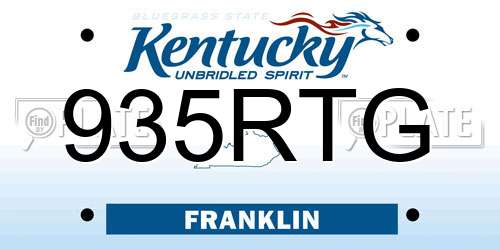 935RTG Kentucky License Plate