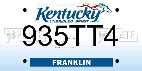 935TT4 Kentucky License Plate