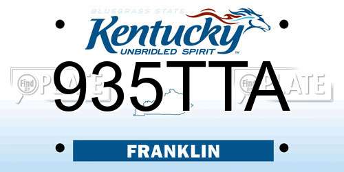 935TTA Kentucky License Plate