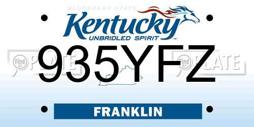 935YFZ Kentucky License Plate
