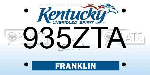 935ZTA Kentucky License Plate