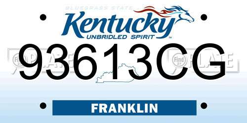 93613CG Kentucky License Plate