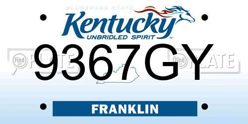 9367GY Kentucky License Plate