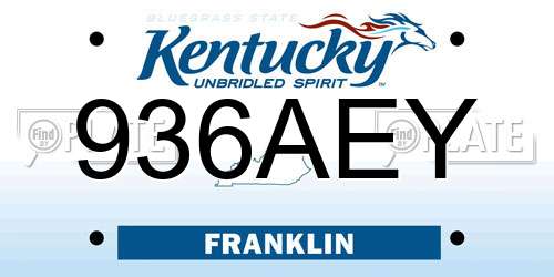 936AEY Kentucky License Plate