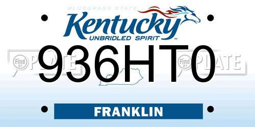 936HT0 Kentucky License Plate