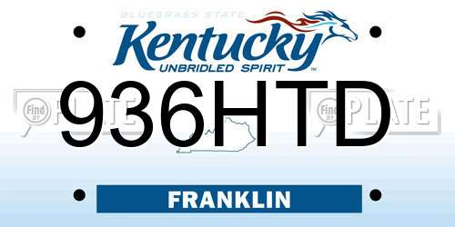 936HTD Kentucky License Plate