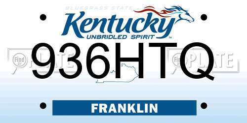 936HTQ Kentucky License Plate