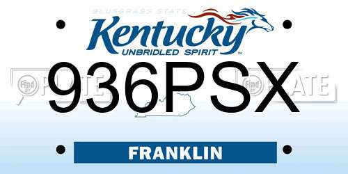 936PSX Kentucky License Plate