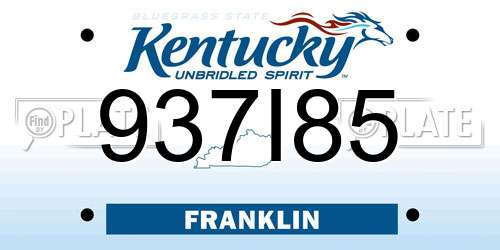 937I85 Kentucky License Plate