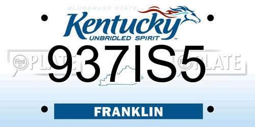 937IS5 Kentucky License Plate