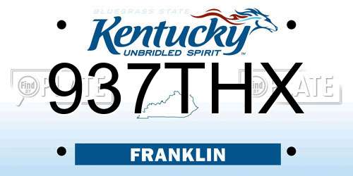 937THX Kentucky License Plate