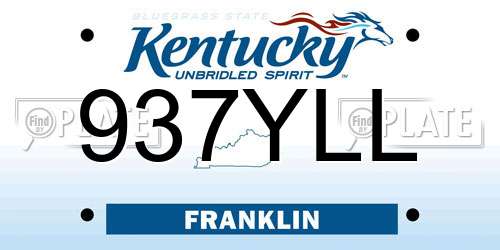 937YLL Kentucky License Plate