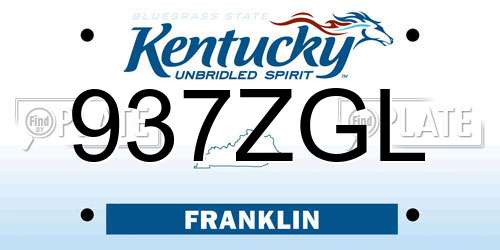 937ZGL Kentucky License Plate