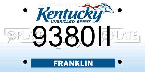 9380II Kentucky License Plate