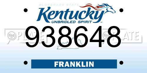 938648 Kentucky License Plate