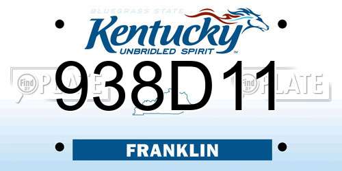 938D11 Kentucky License Plate