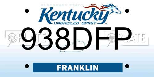 938DFP Kentucky License Plate