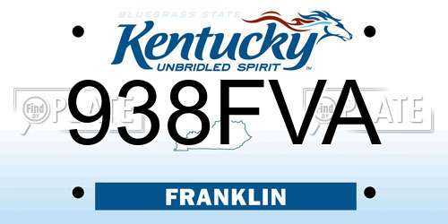 938FVA Kentucky License Plate