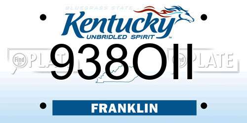 938OII Kentucky License Plate