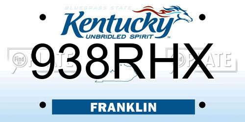 938RHX Kentucky License Plate