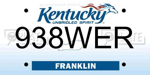 938WER Kentucky License Plate